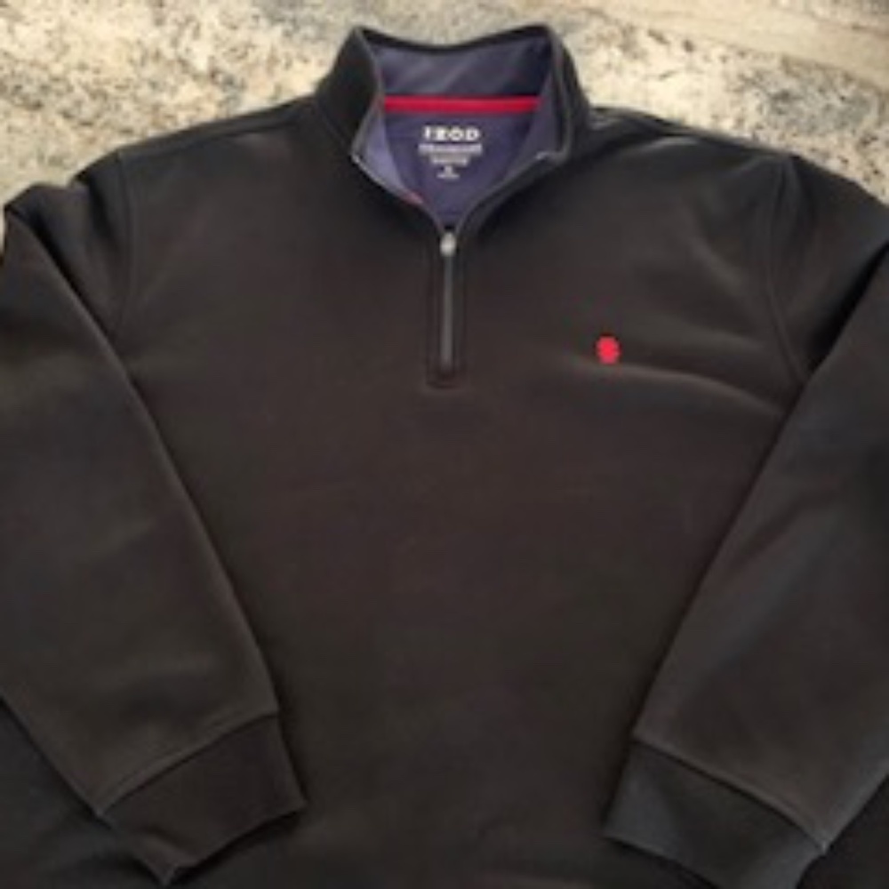 IZOD Men's Black Advantage Performance Quarter Zip Fleece Pullover Sweatshirt